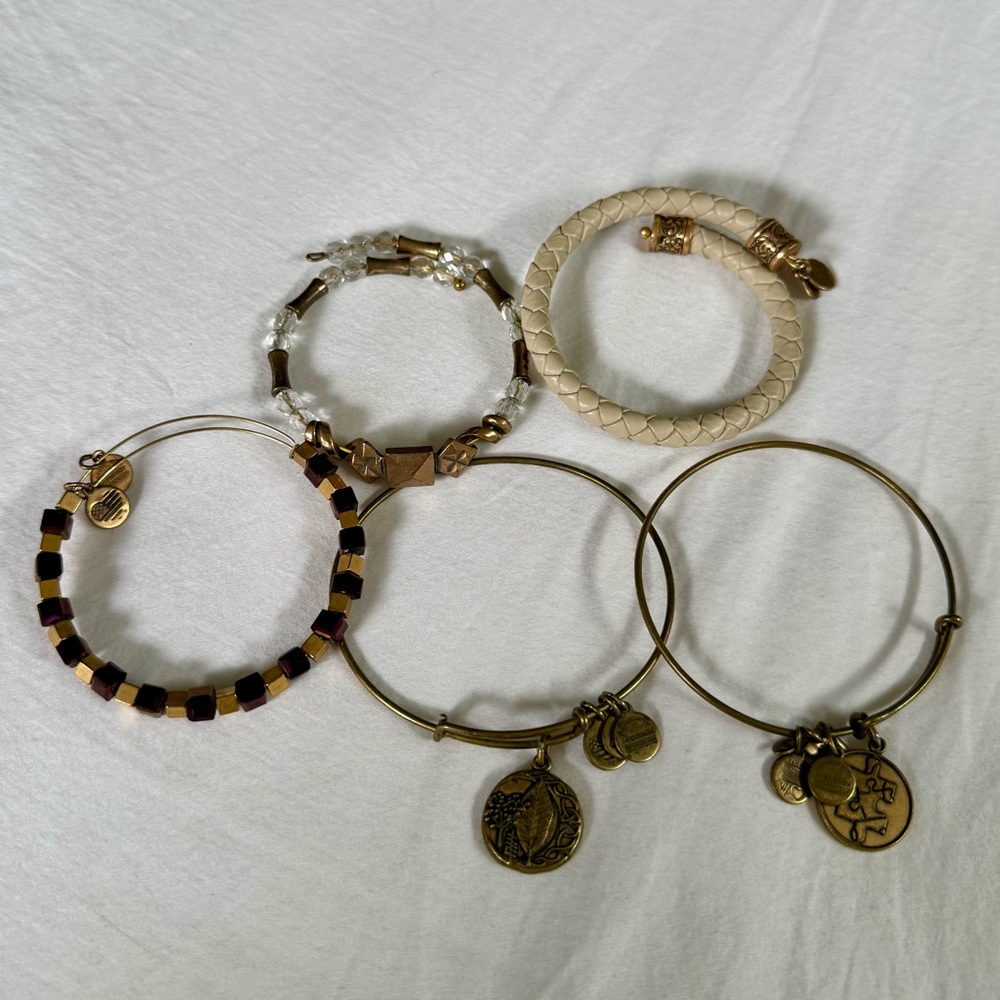 Alex and Ani Gold and Cream Bracelet Collection